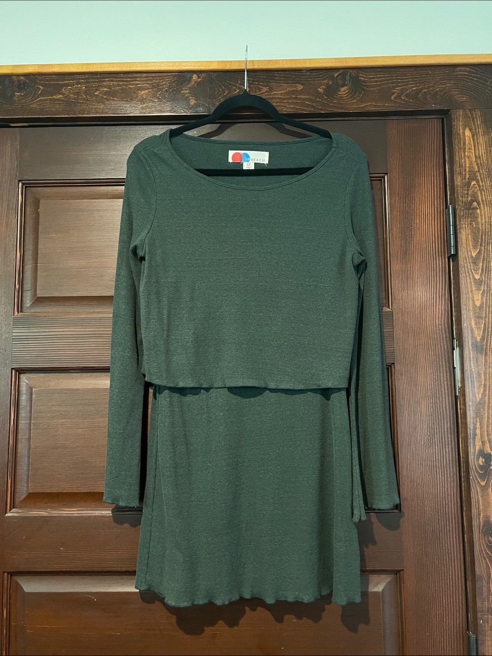 Dark Green Long Sleeve Layered Dress
